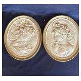 Pair of vintage Greek Goddess ceramic plaques