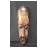 Vintage carved wood and handpainted African wall