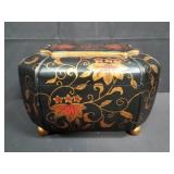 Vintage Asian handpainted wood jewelry box