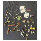 Group of costume jewelry earrings & hair pins