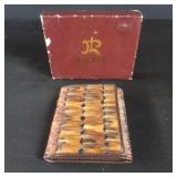 Guinea fowl feather and leather wallet