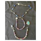 Group of 4 sterling silver costume jewelry