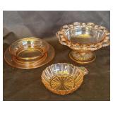 Group of 3 vintage pink depression glasses