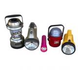 Group of 5 flashlights & lanterns in box
