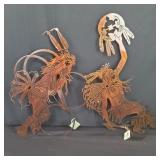 Pair of metal American Indians wall decoration