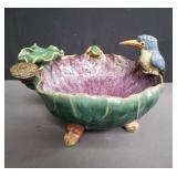 Asian lotus flower pottery bowl