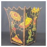 Tin handpainted waste basket