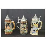 Group of German and English beer steins