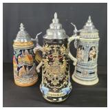 Three German beer steins