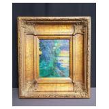 Signed abstract painting on board