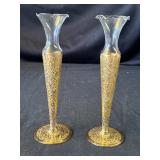 Pair of vintage glass bud vases
