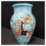 Signed Italian glazed terracotta vase