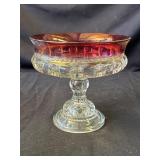 Vintage ruby red cut glass candy dish