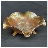 Vintage fluted carnival glass bowl