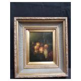 Signed still life painting on canvas