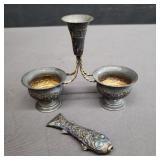 Vintage sterling silver Hazorfim and fish 56.66 g