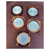 Group of 5 vintage MCM plastic coasters