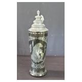 Emerald cut glass bear beer stein