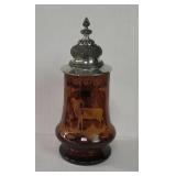 Vintage amber cut glass deer beer