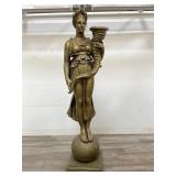 French gilt carved wood antique statue life