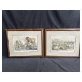Pair of framed lithographs printed by Hallmandel