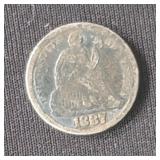 1887 Seated Liberty silver dime