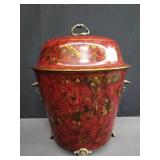 Vintage handpainted metal rice container
