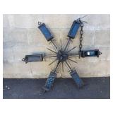 Vintage wrought iron hanging lights with blue