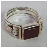 Sterling and gold ring with agate