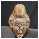 African wall mask hand carved vvood