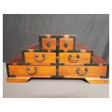 6 drawer dual sided Asian wood jewelry box