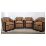 4 Upholstered barrel back chairs on casters