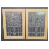 Pair of leaded glass panels