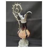 Vintage art nouveau style brass and porcelain