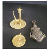 Giraffe metal trinket dish, brass religious