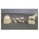 Vintage brass bell & brass dragon paperweight