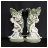 Pair of Rococo style figural vase