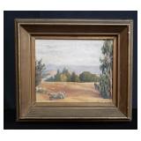 Signed vintage landscape oil painting on artist