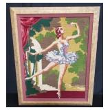Framed vintage handmade tapestry