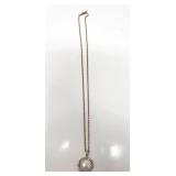 14k gold necklace w/ pearl & diamond