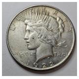 1922 US Peace silver dollar coin