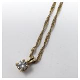 Italian 14k gold necklace with diamond pendant