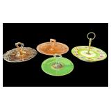 Lot of 4 vintage glass serving trays