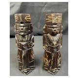 Pair of wood Japanese Ainu Nipopo figurines
