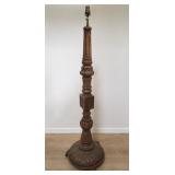 Vintage carved wood floor lamp