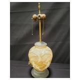 Vintage figurial art glass table lamp