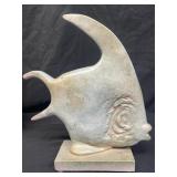 Signed plaster fish sculpture