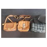 3 leather handbags