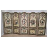 Antique hand painted canvas and wood five panel