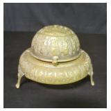 Vintage Persian brass roll top caviar fish